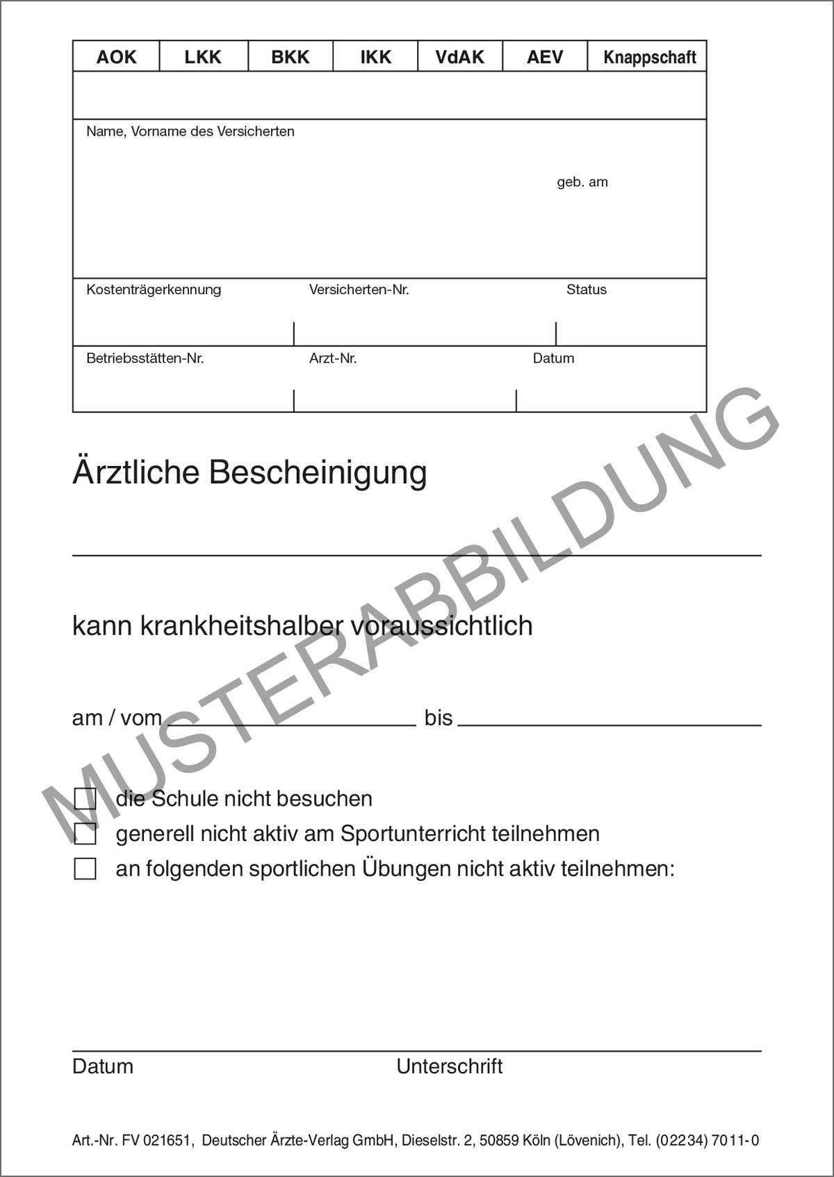 ärztliche Untersuchung Ausbildung über 18 Formular Deutscher Ärzteverlag im Shop des Deutschen Ärzteverlages